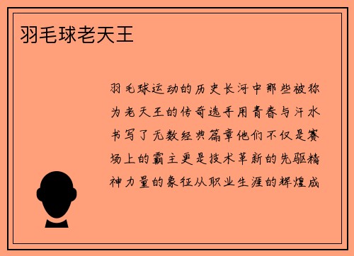 羽毛球老天王